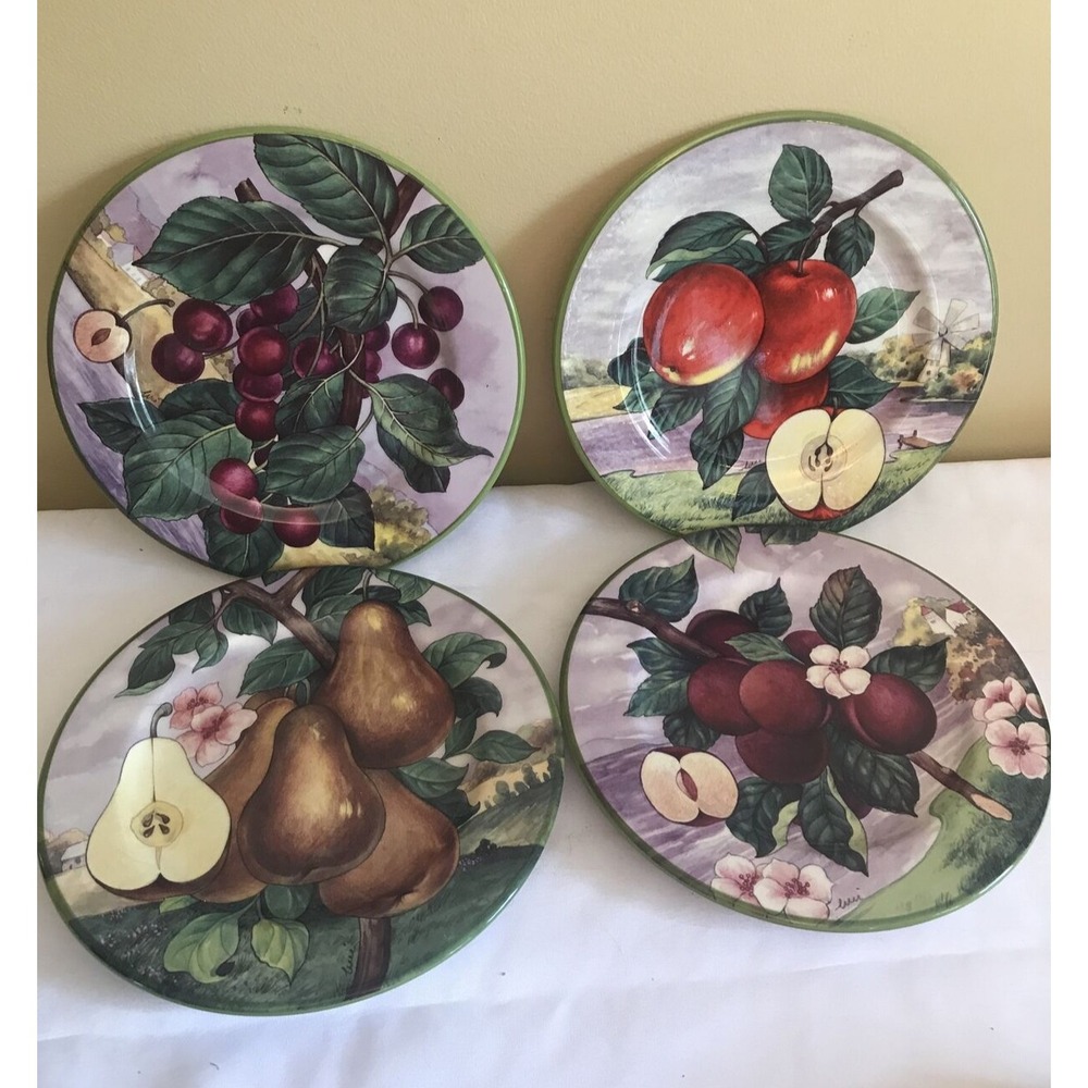 Italy Villa D'este Handpainted Fruit Plates Pears Plums Cherries Apples Signed 4